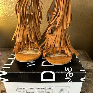 NEW Wild Diva Whiskey Fringe Heels